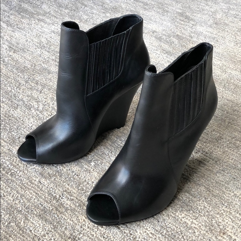 Schutz peep toe wedge booties